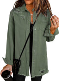 Dokotoo Womens Long Sleeve Button Down Oversized Jean Jacket Green 2xl - A1