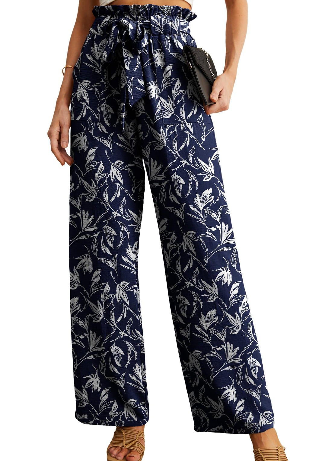 Iwollence Adjustable Knot High-Waist Wide-Leg Palazzo Pants Women