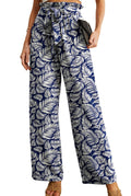 Iwollence Women Flowy Palazzo Pants Adjustable Knot High-Waist