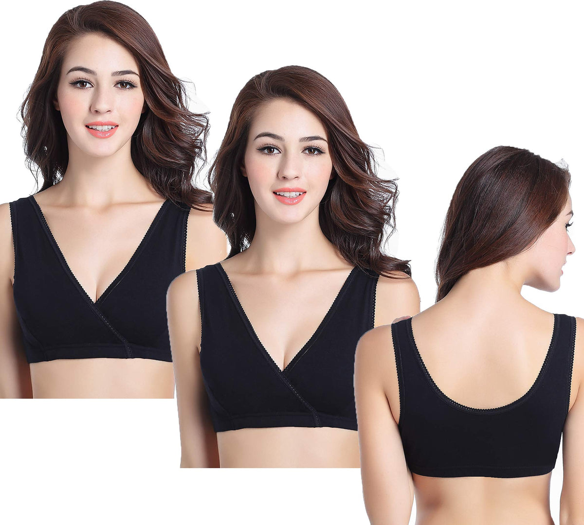 Women's Cakye 3 Pack for Sleep Cotton Breastfeeding (medium) Nursing Bra