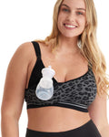 Women's Momcozy Pumping Hands Free Seamless for Breast Pump with Fixed Padding, Wireless Grey Nursing Bra