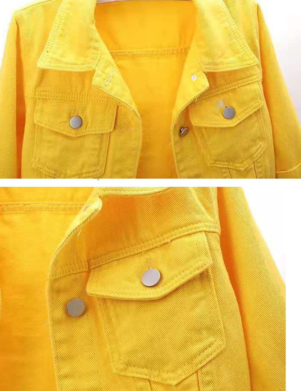 Unilexi Women's 3/4 Sleeve Colored Cropped Denim Jacket Light Wash Short Jean Trucker Coat(0096-yellow-m)