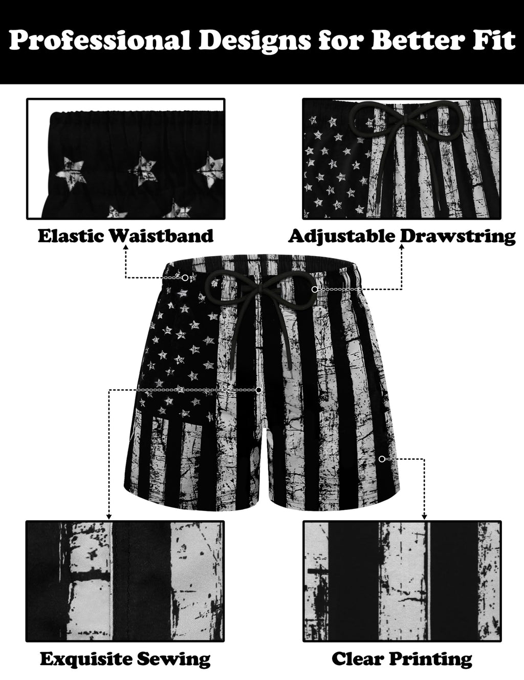 Sarfel Boys Patriotic Swim Trunks Boys American Flag Swim Trunks Boys Bathing Suit Size 8 Boys Swim Trunks Size 8 Boys Swimsuit