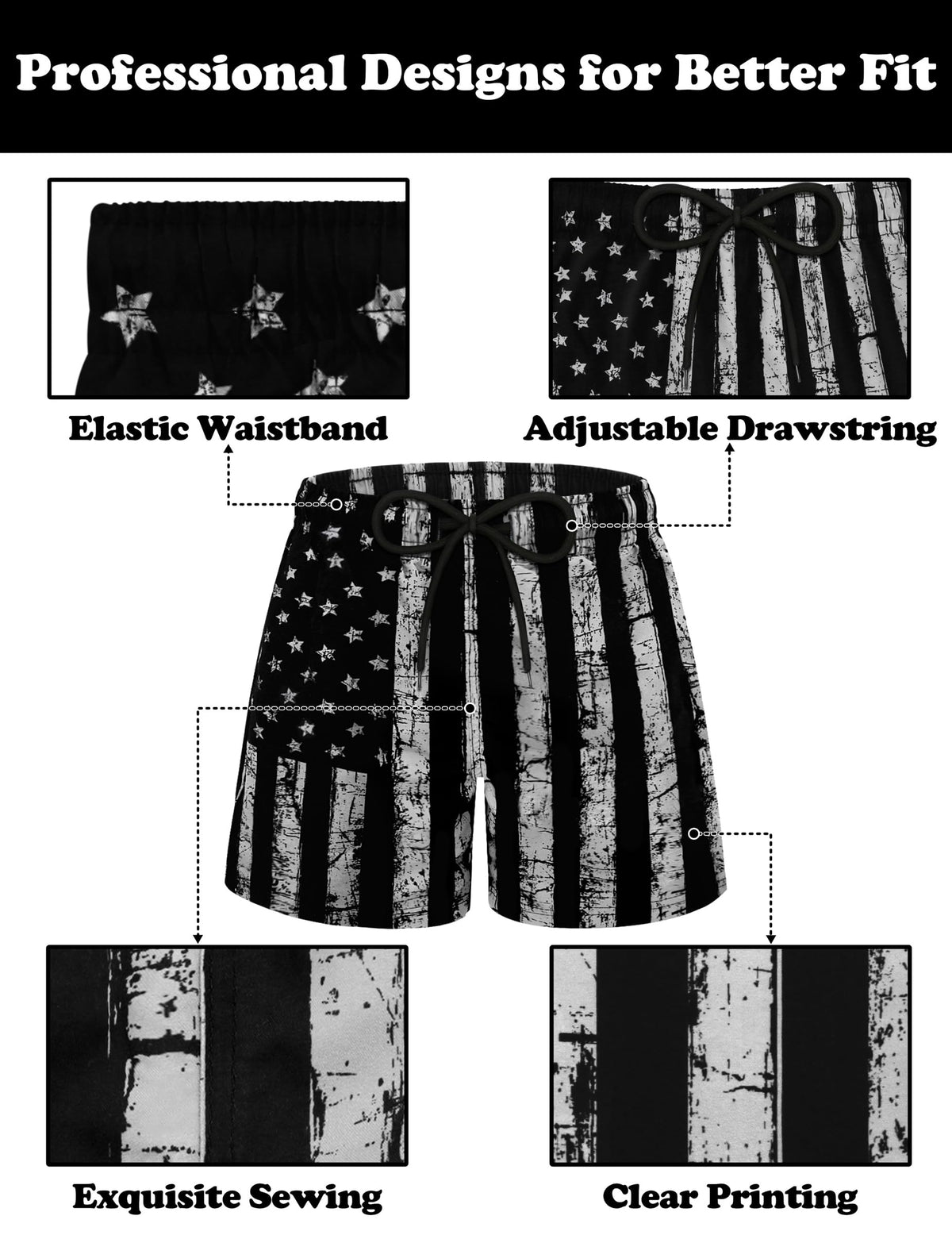 Sarfel Boys Patriotic Swim Trunks Boys American Flag Swim Trunks Boys Bathing Suit Size 8 Boys Swim Trunks Size 8 Boys Swimsuit