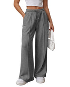 Athmile Women's Wide-Leg Sweatpants High-Waisted Baggy - Dark Grey