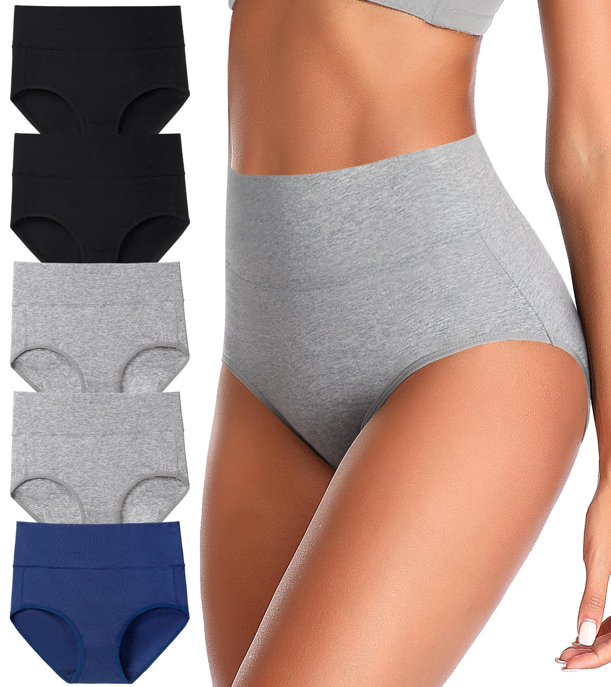 Asimoon High Waisted for Women's Full Coverage Soft Stretch Cotton S Panties