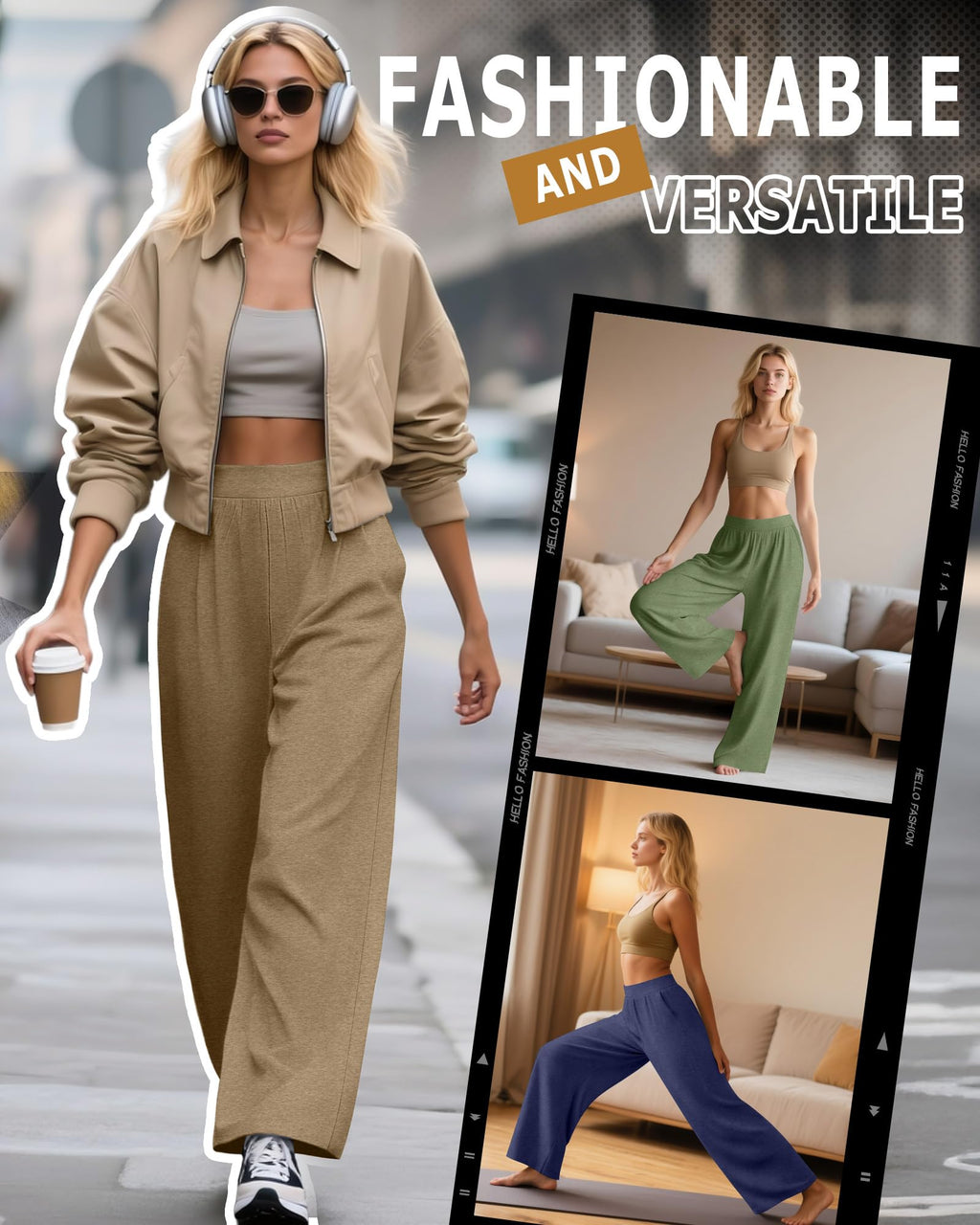 Huukeay 3 Pack Women's Lounge Pants Cozy Sweatpants Medium Mocha Pea