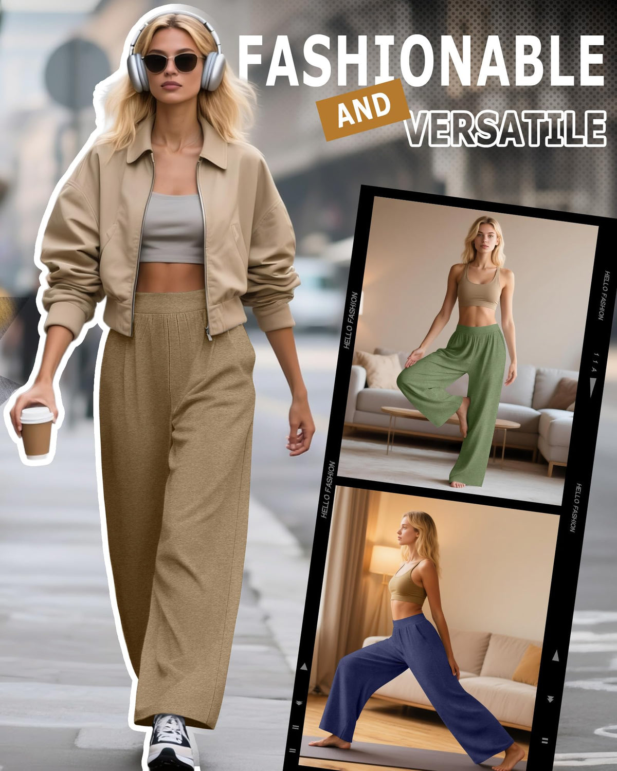 Huukeay 3 Pack Women's Lounge Pants Cozy Sweatpants Medium Mocha Pea
