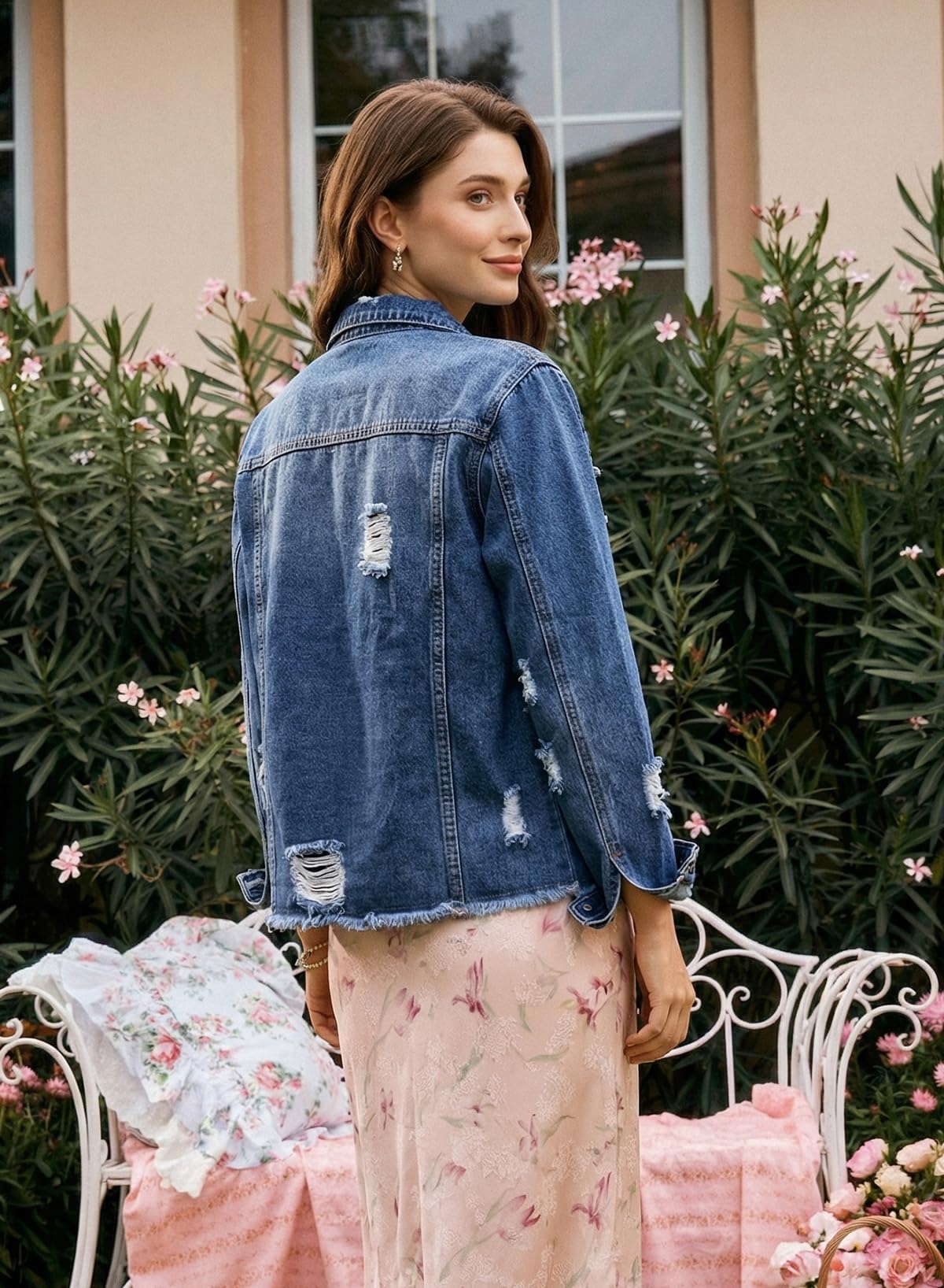 Evaless Womens Boyfriend Ripped Distressed Washed Crop Denim Jean Jacket 2026 Trendy Early Fashion Spring Summer Fall Country Concert