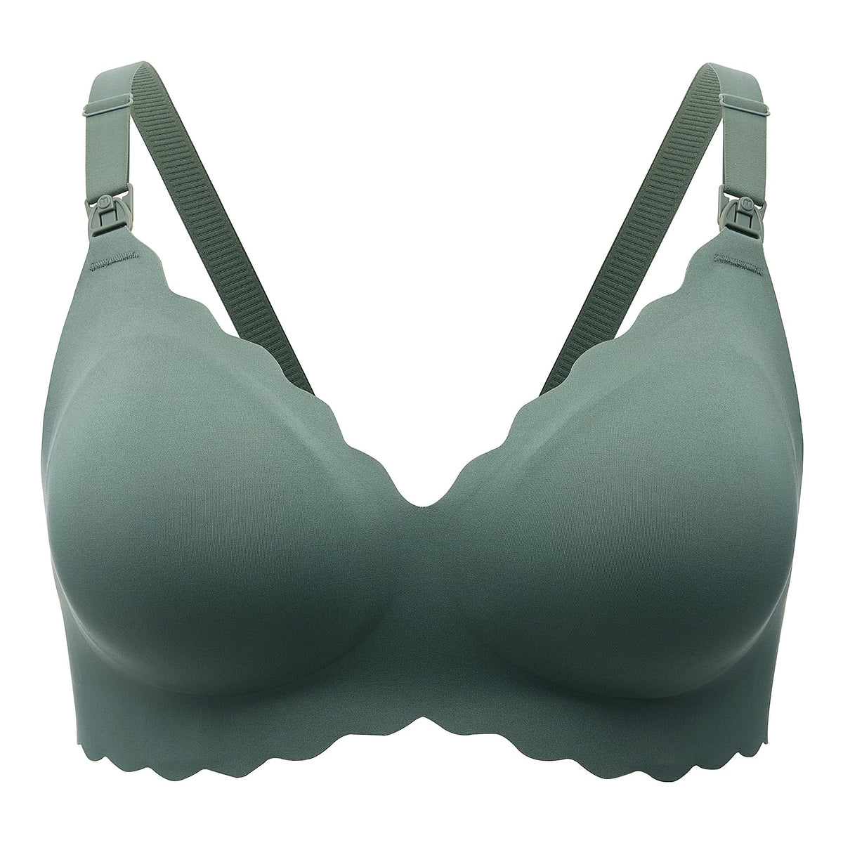 Women's Momcozy for Breastfeeding, Seamless Pregnancy Wireless Classic Jelly Strip Support Pine Green Nursing Bra