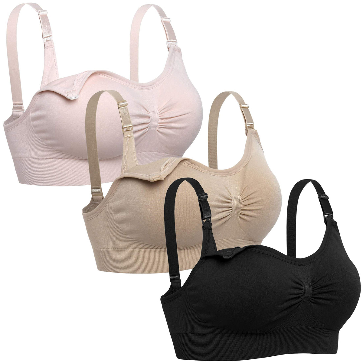 Lataly Women's Seamless Sleeping Bralette for Breastfeeding Color Black Beige Pink Size 2xl Nursing Bra