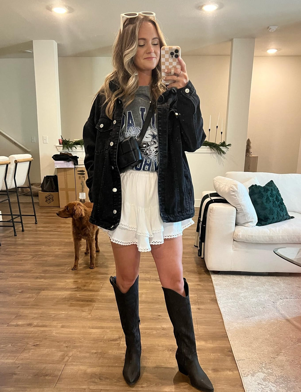 Omoone Women's Oversized Mid Long Denim Jacket Jean Biker Coat (0199-black-s)