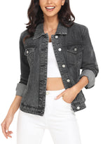 Miss Moly Women's Denim Jacket Classic Button Up Jean Dark Grey Xs