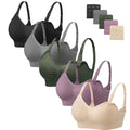 Angelhood 4 Pack for Breastfeeding Women's Seamless Sleep Wireless Bralette with Extenders, Black Gray Beige Pink 1, Large Nursing Bra