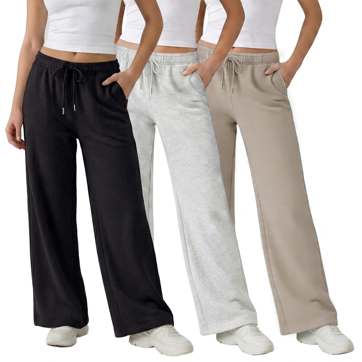 Common Stitch 3 Pack Wide-Leg Fleece Sweatpants For Women Deep - Size 1X