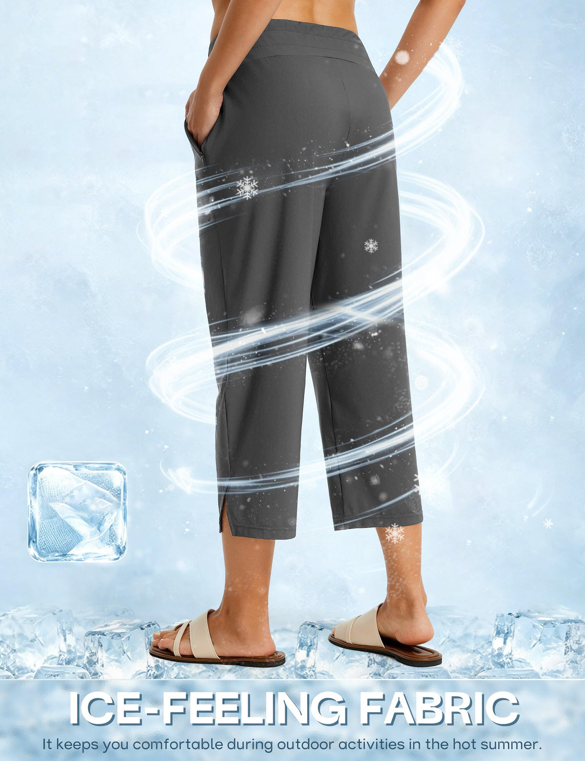 Fitst4 Sports Women's Swim Capris 21" UPF 50+ Beach Pants Dark Gray