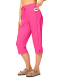 Viodia 18'' Women's Swim Capris Pants Quick Dry with Pockets jujube red 2XL
