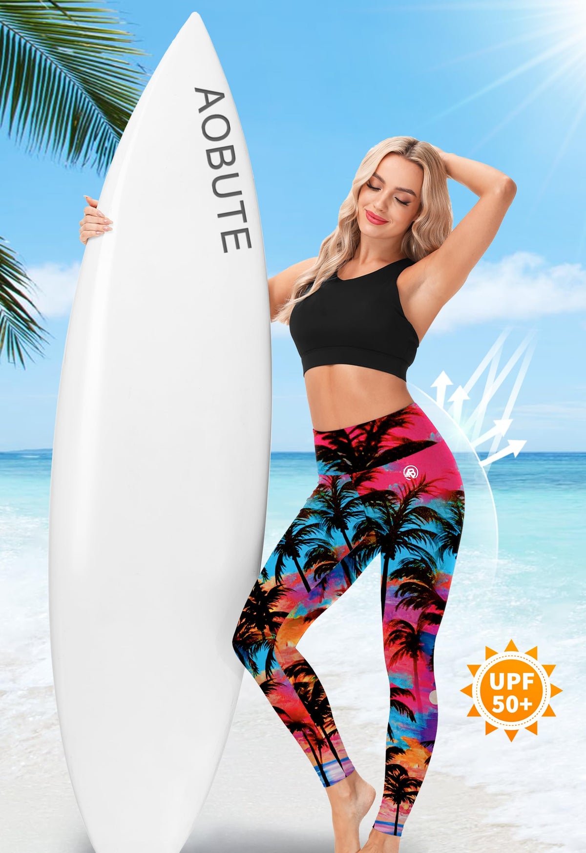 Aobute High-Waist Bathing Suit Pants Women's Tropical Print Beach