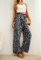 Iwollence Women Flowy Palazzo Pants Adjustable Knot - Style 4