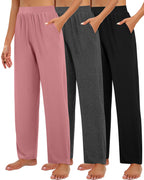Huukeay 3 Pack Women's Lounge Pants Cozy Sweatpants Small Black Dark
