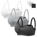 Angelhood Women's Seamless Sleep ,breastfeeding with Remove Pads Extenders Pack of 3 Black/white/grey Nursing Bra