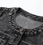 Kedera Jean Jacket For Women Trendy Collarless Button Down Long Sleeve Casual Western Denim Country Concert Outfits - Black01