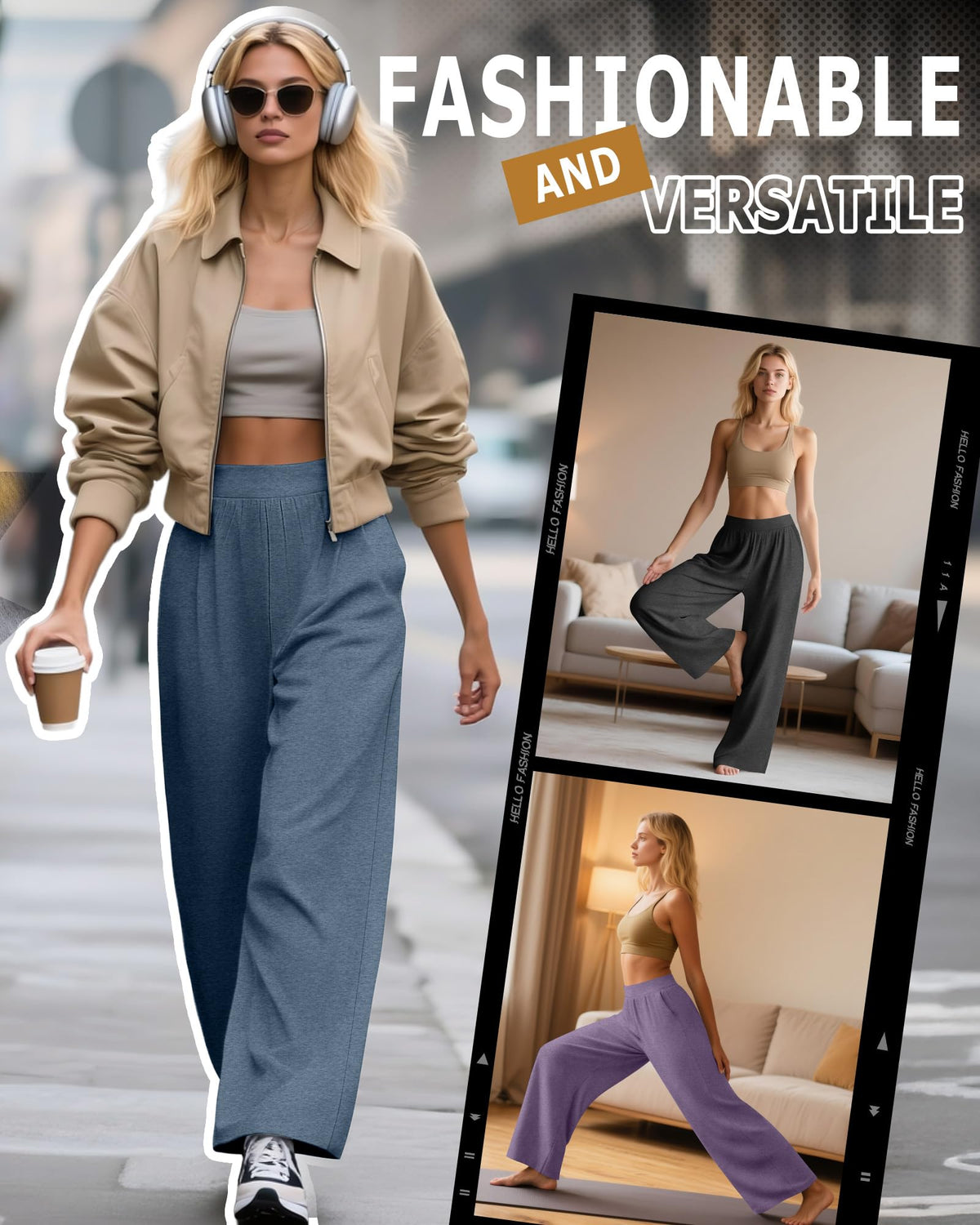 Huukeay 3 Pack Women's Lounge Pants Cozy Sweatpants Medium Gray Hazy
