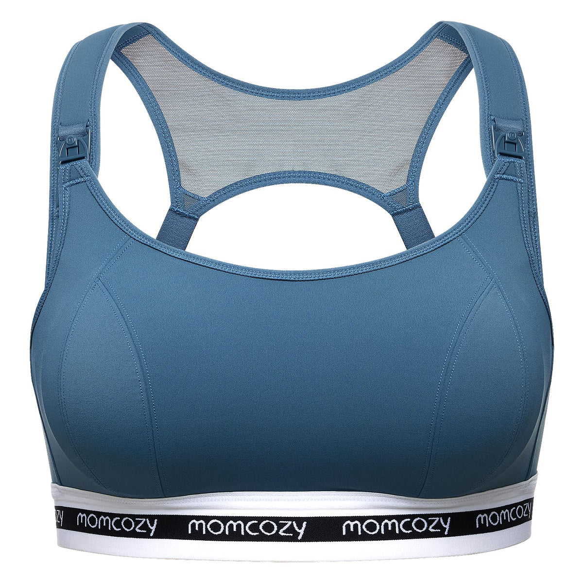 Women's Momcozy for Breastfeeding, Fb011 Low-impact Sports Support Pregnancy Padded Wireless Bralette Blue Nursing Bra