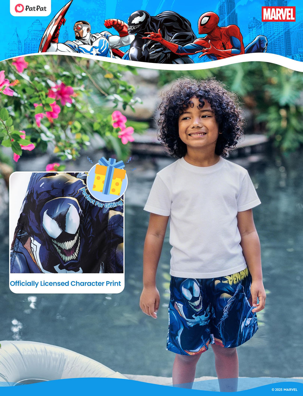 Disney Marvel Avengers Venom Rash Guard Big Boy Swim Trunks Compression Swimsuit Black Swim Short Side Pocket UPF50+Swimming Trunk Surf Clothes Bathing Suit Kid Swimwear Summer Board Short 12-13 Years