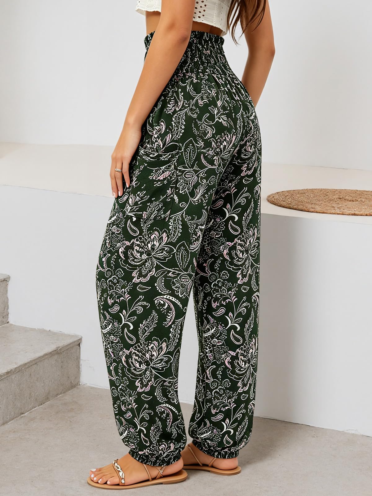 Qianxizhan Women's Harem Pants High-Waist Yoga Boho - Style 37