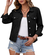 Luvamia Womens Lightweight Jackets Ladies Denim Jacket Women Fashion Fall Outfits For Shacket True Black Xx-large Fits Size 20 22