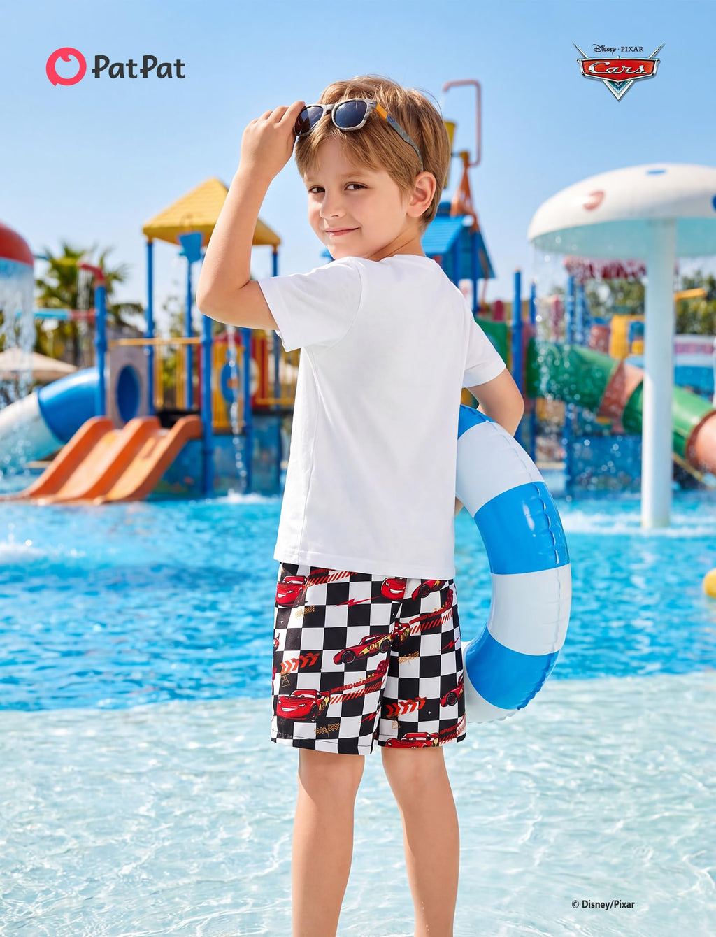 Disney Cars Lightning Mcqueen Little Boys Rash Guard Swim Trunks Compression Summer Swim Shorts Kids Swimsuit Black Swimwear UPF 50+Swimming Trunk Surf Bathing Suit Pool Party Sea Board Short 4-5 Year