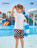 Disney Cars Lightning Mcqueen Little Boys Rash Guard Swim Trunks Compression Summer Swim Shorts Kids Swimsuit Black Swimwear UPF 50+Swimming Trunk Surf Bathing Suit Pool Party Sea Board Short 4-5 Year