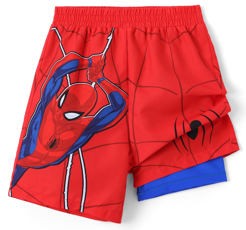 Disney Marvel Spiderman Toddler Boys Rash Guard Swim Trunks Compression Liner Summer Swim Shorts UPF 50+Swimming Trunks Surf Bathing Suit Kids Swimsuit Red Swimwear Pool Party Sea Outfits 3-4 Years