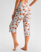 Viodia Women's 18" Modest Swim Capris Pants With - Orange Flower
