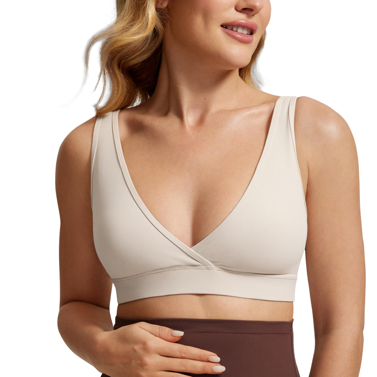 Women's Crz Yoga V Neck Mojave Tan X-small Nursing Bra