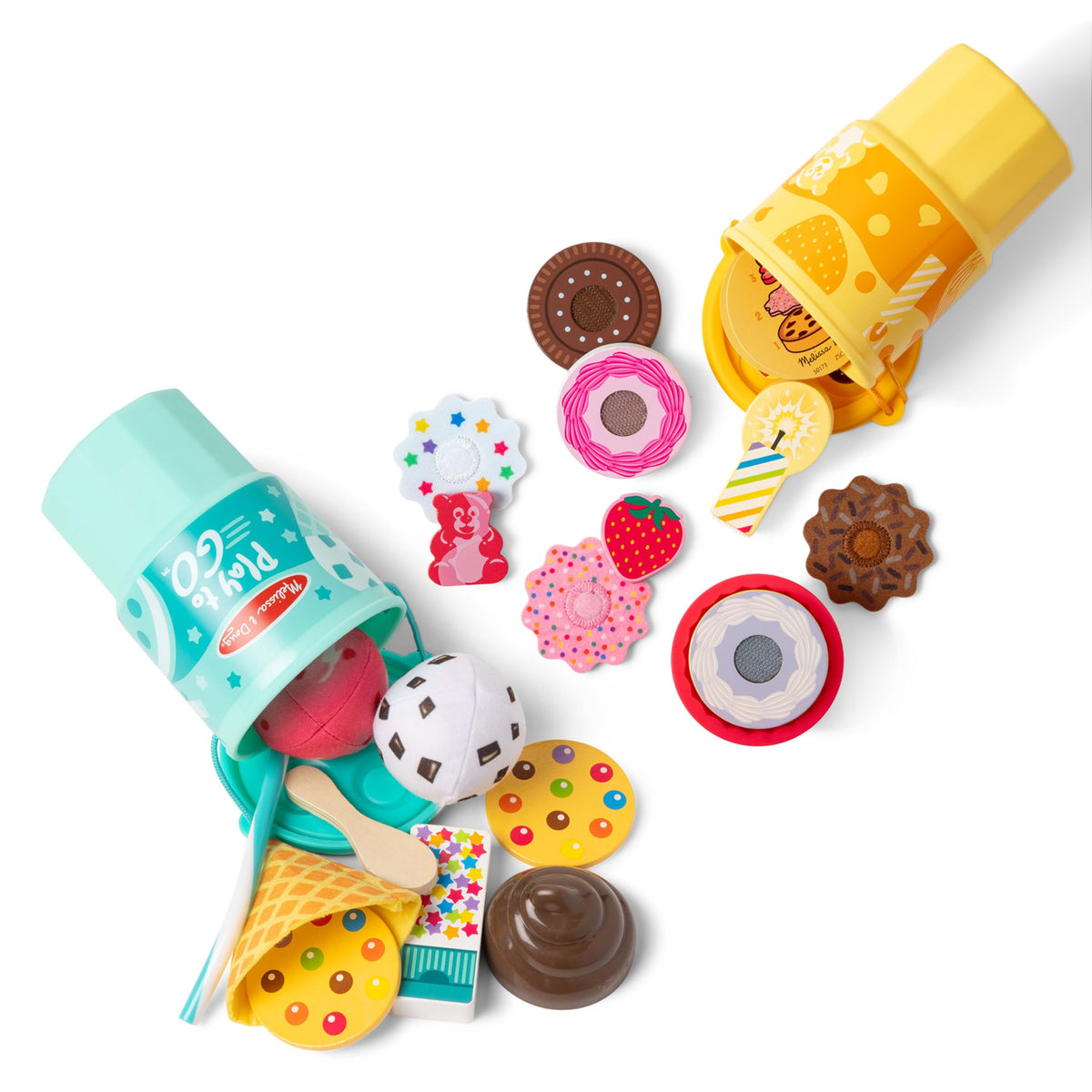 Melissa & Doug Play to Go Cups Food Playset Bundle (2-Pack) - Travel Toys and Pretend Play Food with Fidget Lids for Road Trip Activities for Kids