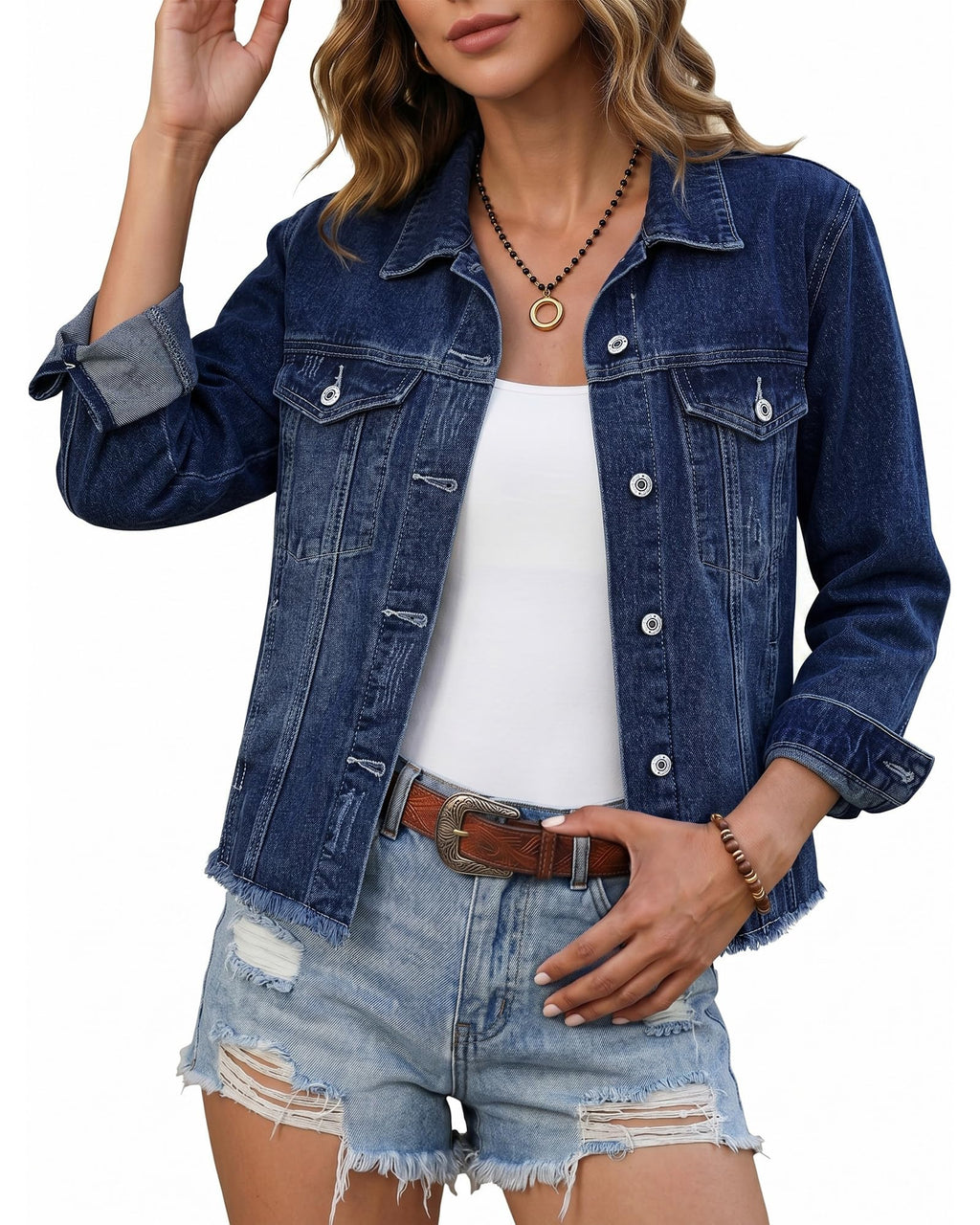 Luvamia Lightweight Jean Jacket - Womens Blue - Nightfall - Small - Fits Size 4/6