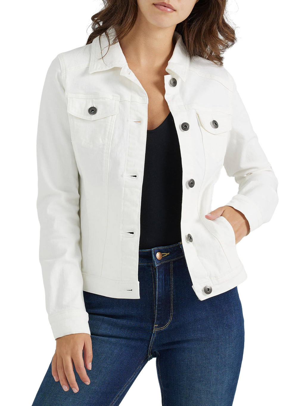 Wrangler Authentics Women's Stretch Denim Jacket, Off-white, Medium