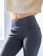 Vooveeya Women's Bootcut Leggings Bootleg Yoga - Bootcut-grey-blue