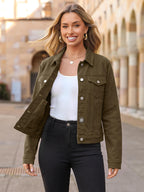 Glamaker Jean Jacket Women 2026 Long Sleeve Vintage Western Button Down Shacket Trendy Autumn Outfits With Pockets (olive XXL)