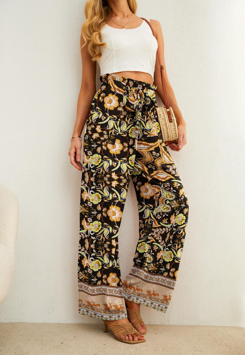 Iwollence Women Plus Size Palazzo Pants Adjustable Knot - Size 4X-Large
