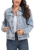 Miss Moly Women's Denim Jacket Classic Button Up Jean Vintage L - Blue