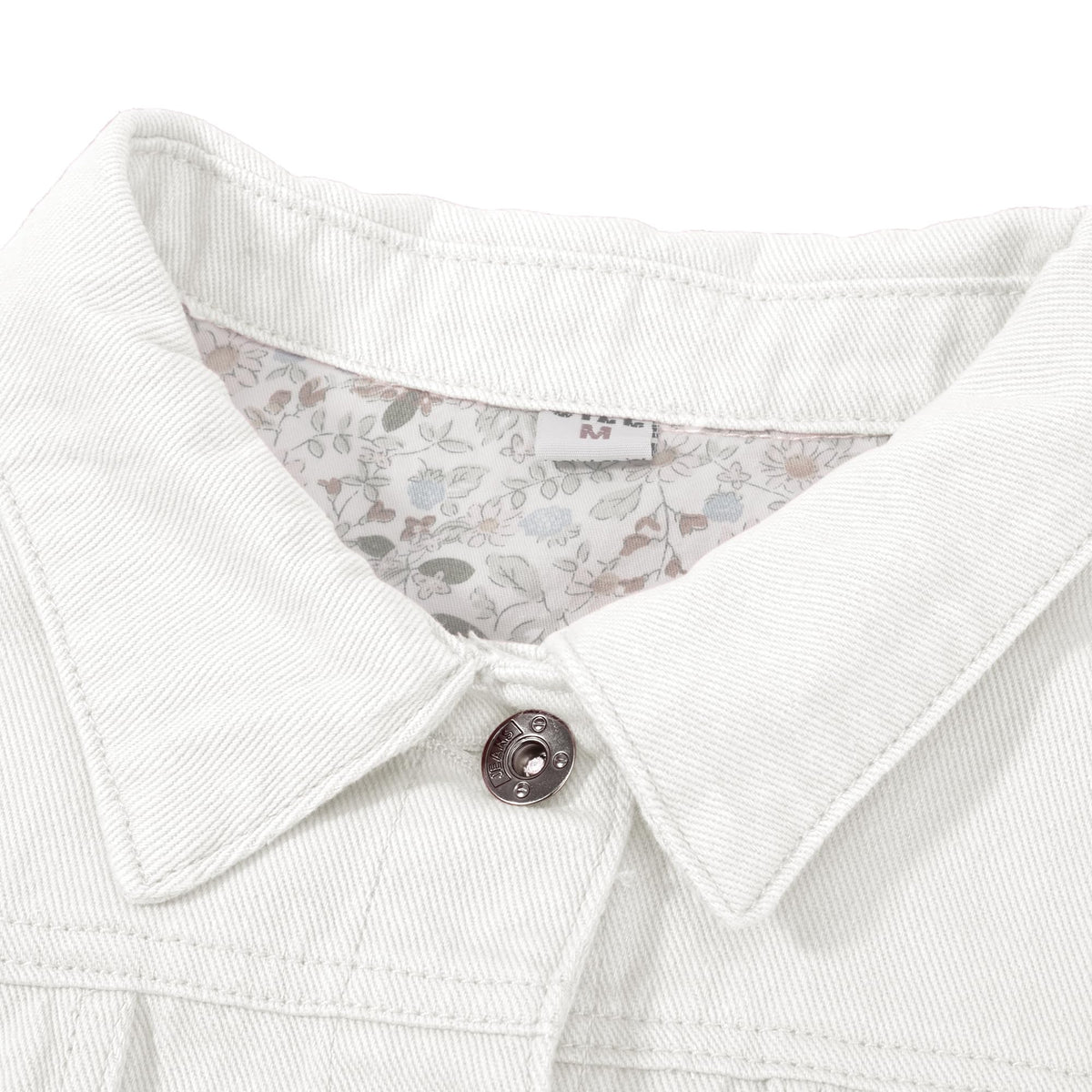Hixiaohe Spring Summer Jean Jacket For Women Trendy Half Sleeve Button Down Short Denim Retro Cropped Trucker Coat - White