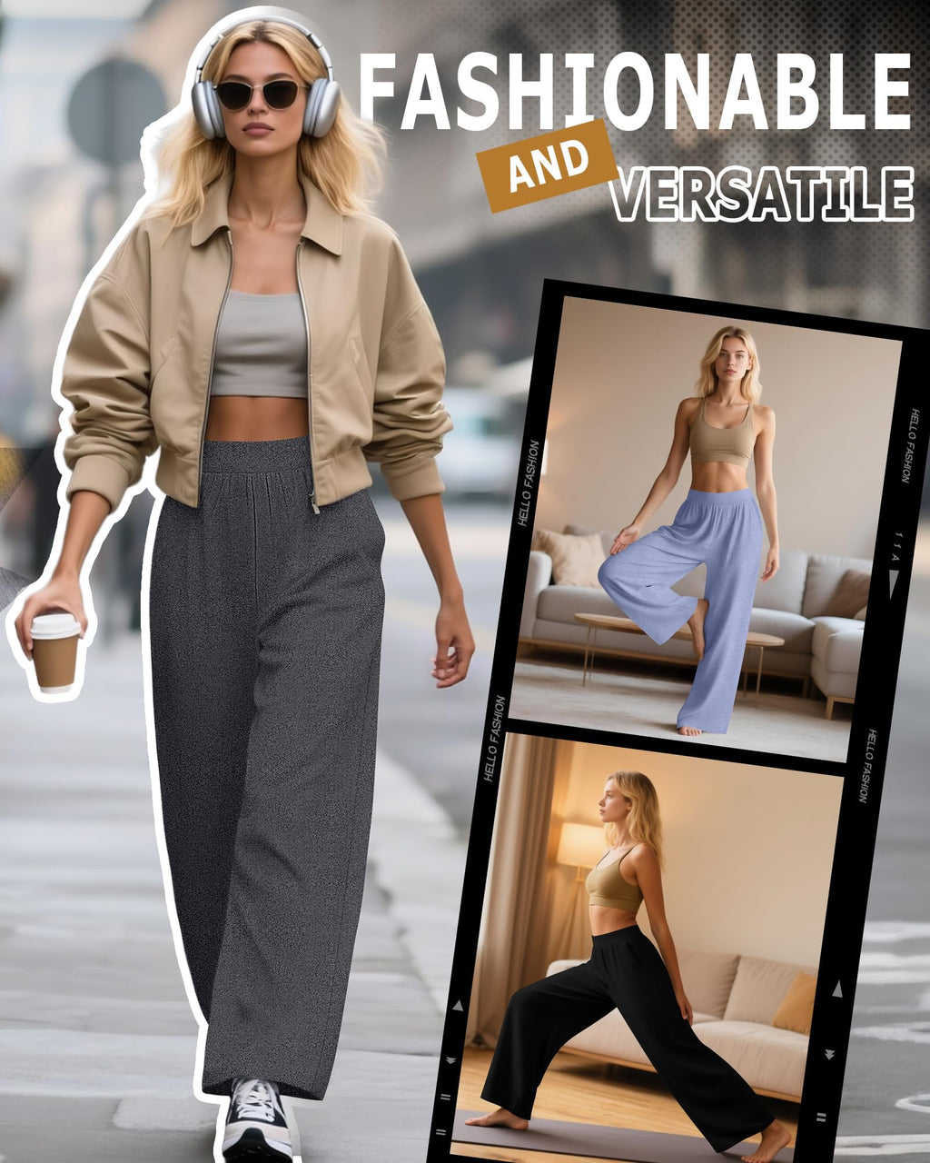 Huukeay 3 Pack Women's Lounge Pants Cozy Sweatpants Small - Style 5