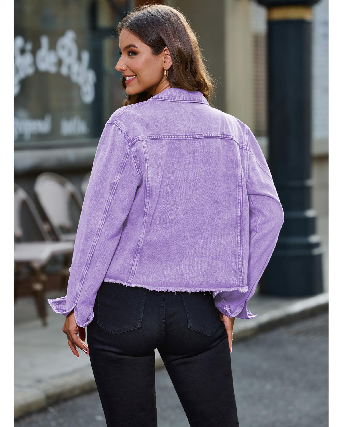 Luvamia Womens Jean Shirt & Jacket - Distressed Lilac Breeze XXL, Fits Size 20-22