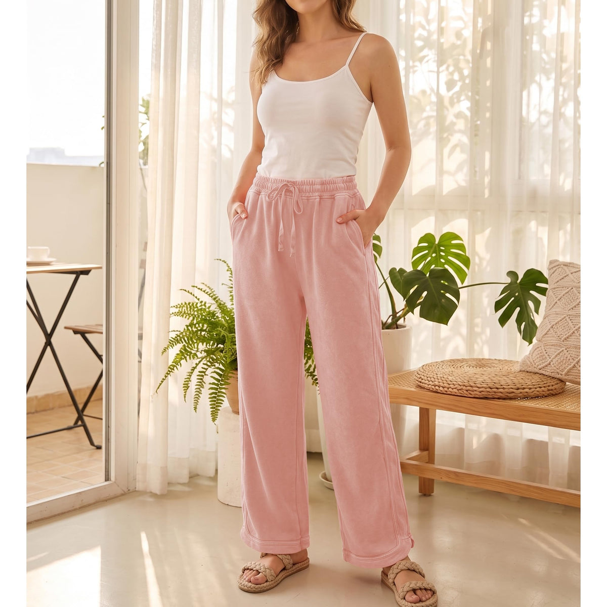 Hixiaohe Women's Casual Wide-Leg Sweatpants High-Waist - Style 5