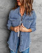 Vetinee Women's Jacket Oversized Boyfriend Thousand Oceans Blue Large Size 12 14 Denim