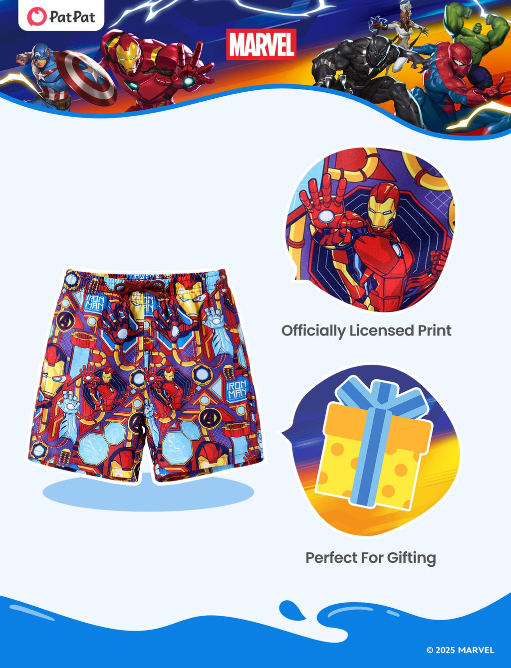 Disney Swimwear Marvel Boys Swim Short Avengers Rash Guard Swim Trunks Superhero Swimming Trunk Iron Man Beach Cloth Toddler Swimsuit UPF 50+ Surf Bathing Suit Kid Burgundy Sea Board Shorts 3-4 Years