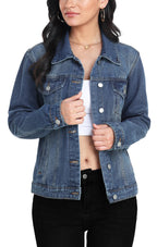 Miss Moly Women's Denim Jacket Classic Button Up Jean Blue XL
